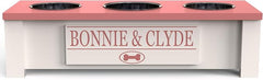 3 Bowl Dog Feeding Station, Personalized Triple Bowl Food Stand Small Dogs | Farmhouse Style, Elevated Wood Stand, Storage Container, Stainless Steel Bowls, Raised Feeder, Small Breed, Made in USA