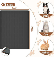 24"x16" Large Dog Food Mat, Silicone Dog and Cat Mats for Food and Water Bowls, Waterproof Raised Edge Pet Feeding Mat for Contain Spills Protects Floors, Multiple Colors & Sizes for Pets, Dark Green