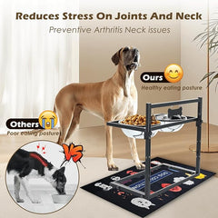 - Elevated Dog Bowls for Extra Large Dogs with Mat,Raised Dog Bowl Stand for Large Breed Adjusable Height Dog Feeder with Two 3L() Stainless Steel Dog Food Bowls