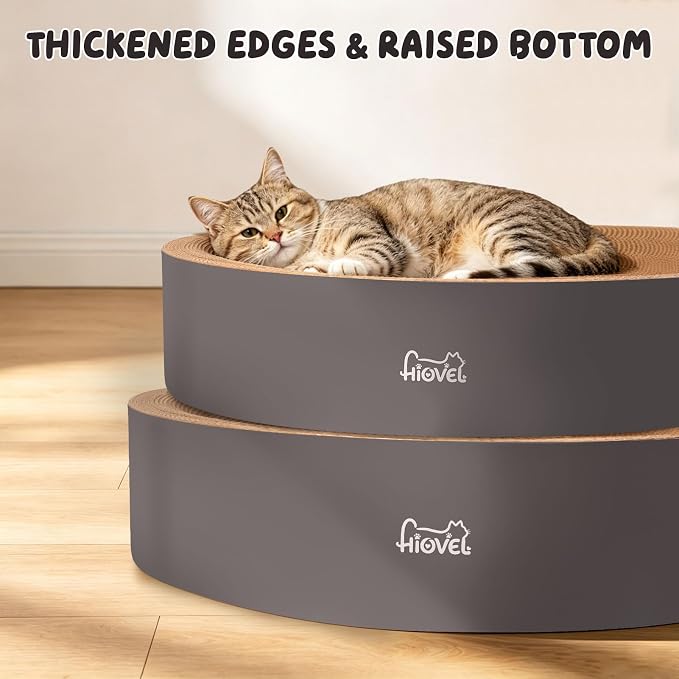 2 in 1 Round Cat Scratching Board, Cardboard Cat Scratcher for Indoor Cats, Corrugated Cat Scratch Pad for Grinding Claws and Rest (16.1'')