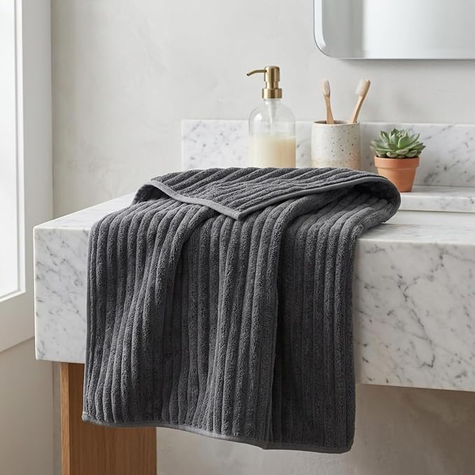 3 Pack Bath Towel Set, 40"x80" Oversized Bath Sheet, Charcoal Gray | Ultra Soft Microfiber, Lint Free, Quick Dry, Highly Absorbent, Full Body Coverage, 1 Bath Sheet, 1 Hand Towel, 1 Washcloth