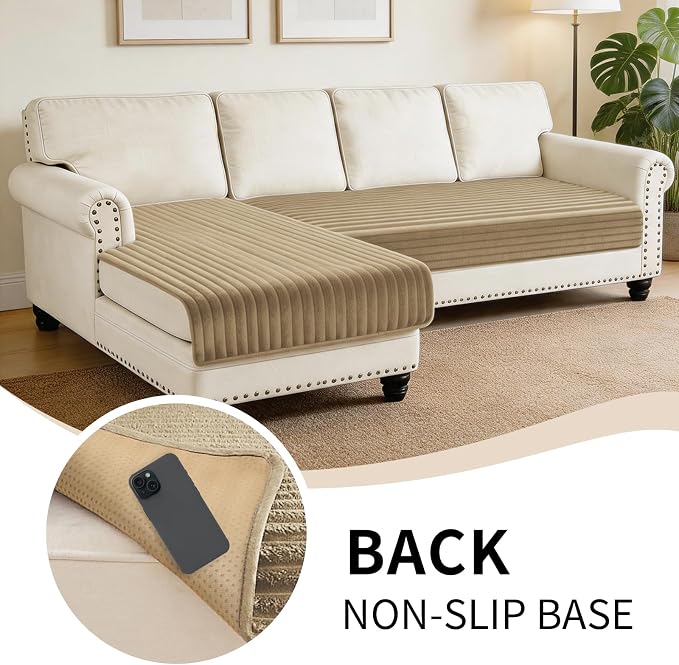 100% Waterproof Couch Covers for Sectional Sofa, Washable Couch Cover, L Shaped Couch Cover for Dogs, Non Slip 2 Pieces Sofa Cover Pet Friendly, 35"x63"+35"x70.9"-Camel