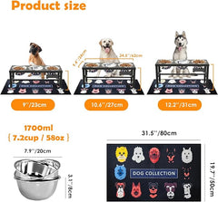 3-in-1 Elevated Dog Feeder with 3 Stainless Steel Bowls, Heavy Iron Stand, Custom Name Plate, Non-Slip Mat - Easy Clean for Multiple Dogs