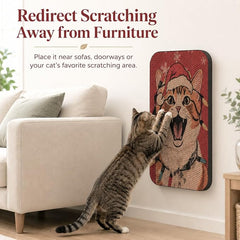 2 Pack Cat Wall Scratcher, Art Cat Scratching Board for Cats | Wall Mounted Cat Scratch Pad, Water-Based Ink, Hook&Loop Strips, Floor or Wall Use, 16.7x11x1 Inch, Storybook Cat
