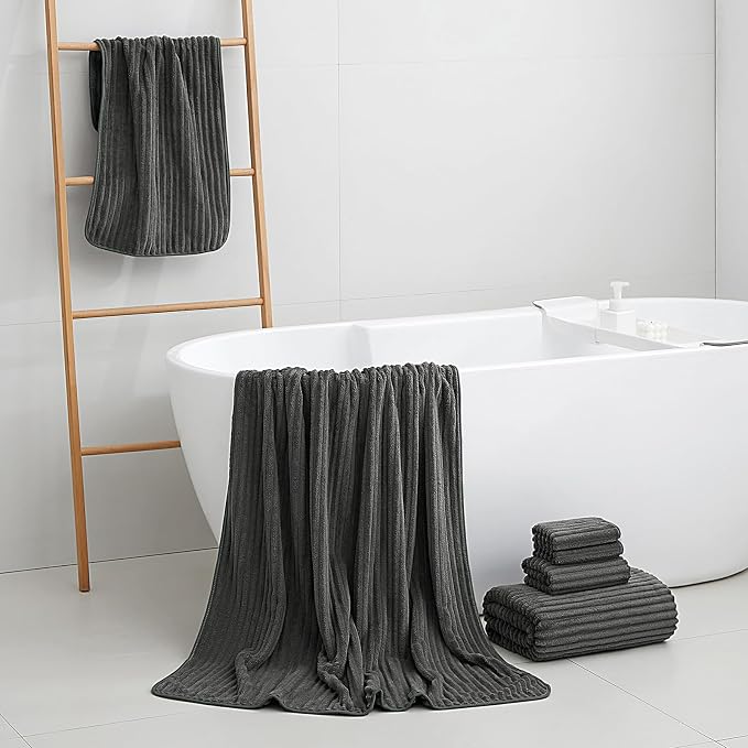2 Piece Bath Sheets, 40"x80" Bath Towels, Charcoal Gray | Extra-large size, Quick dry, Highly Absorbent, Lint Free .shower towels for bathroom gym spa .Big and Tall users