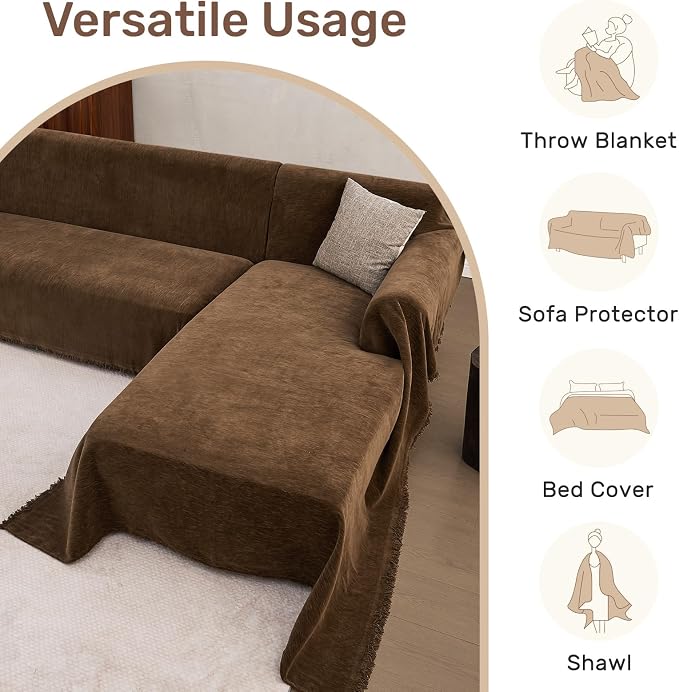2 Pieces Sectional Couch Covers L Shaped Cover XL Coffee | Thick Washable Fabric for L Shaped Sectional Sofa, Anti-Pet Hair, Stain & Wear Resistant, Easy Care & Installation