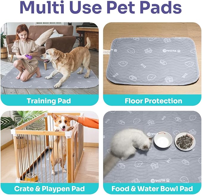2 Pack Puppy Pee Pads Heavy Absorbency Washable for Dogs, Reusable Pee Pads | Non-Slip Waterproof Pet Training Pads for Puppy Playpen, Crate, Whelping Box, 18"x24"