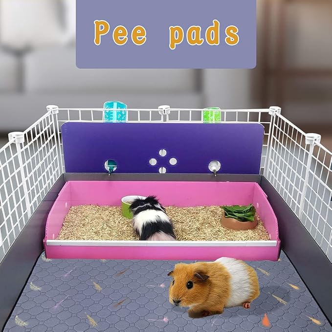 2Pcs Guinea Pig Cage Liners,Guinea Pig Fleece Cage Liners24''X36'' Super Absorbent Washable Pee Pads Reusable for Rabbit Hamster Chinchilla