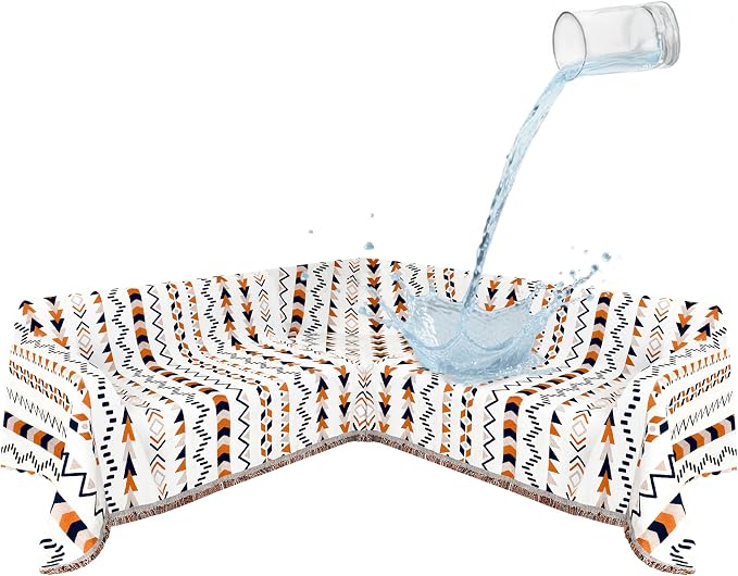1OO% Waterproof Sectional Couch Covers for Dogs L Shaped Corner Sofa Cover Washable Chenille Sofa Slipcovers Blanket Modern Jacquard Pet Furniture Protector (91"x276", Boho Blue Orange)