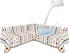 1OO% Waterproof Sectional Couch Covers for Dogs L Shaped Corner Sofa Cover Washable Chenille Sofa Slipcovers Blanket Modern Jacquard Pet Furniture Protector (91"x276", Boho Blue Orange)