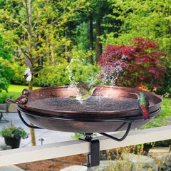 12' Railing Bird Bath for Deck Mounted Metal Bowl with Lightweight Detachable, Bird Baths with Adjustable Sturdy Steel Clamp for Deck Railing Balcony Yard Garden Decoration