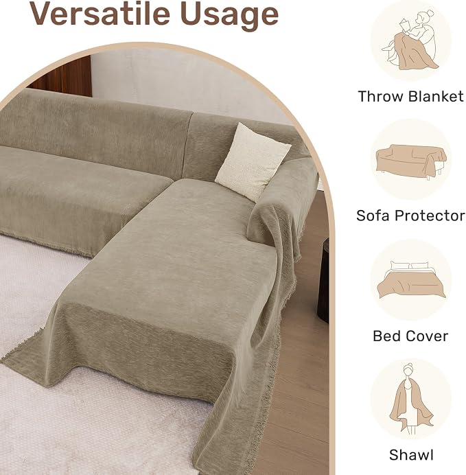 2 Pieces Sectional Couch Covers L Shaped Cover XXL Quicksand | Thick Washable Fabric for L Shaped Sectional Sofa, Anti-Pet Hair, Stain & Wear Resistant, Easy Care & Installation