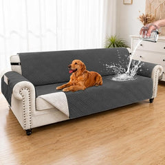 100% Waterproof Couch Cover for Dogs, Washable Anti-Slip Sofa Cover with Elastic Straps & Side Pockets, Quilted Furniture Protector for Kids & Pets (Oversize Sofa 78", Dark Grey)
