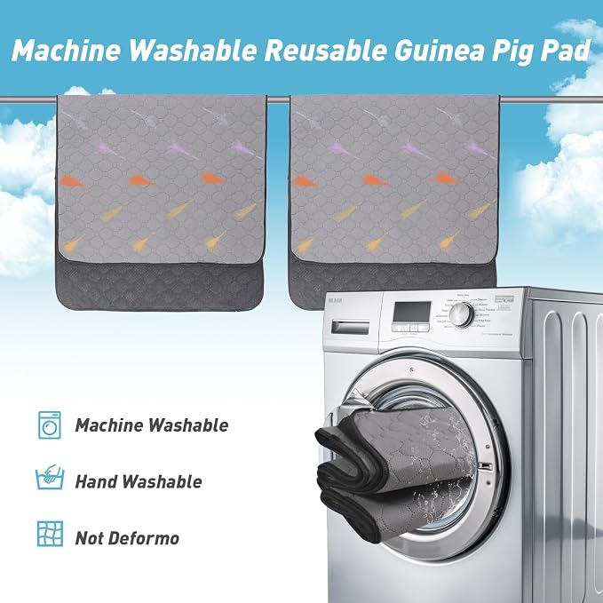 2Pcs Guinea Pig Cage Liners,Guinea Pig Fleece Cage Liners24''X36'' Super Absorbent Washable Pee Pads Reusable for Rabbit Hamster Chinchilla