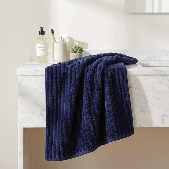 3 Pack Bath Towel Set, 40"x80" Oversized Bath Sheet,Navy Blue | Ultra Soft Microfiber, Lint Free, Quick Dry, Highly Absorbent, Full Body Coverage, 1 Bath Sheet, 1 Hand Towel, 1 Washcloth