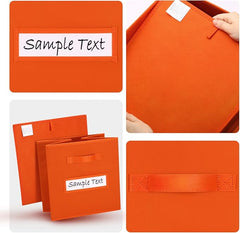 11x11 storage cube bins (Set of 10) Foldable Fabric storage cubes with 10 Labels Window Cards & a Pen,11 inch cube storage bin,Closet Organizers for Shelves,Cubby Organizer Boxes,Orange