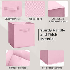 11 Inch Fabric Storage Cubes, Sturdy Foldable Storage Bins, Heavy Duty Cube Organizer for Clothes, Blankets, Shelves, Closets, Bedroom, Living Room, Multi-Color, 3 Pack
