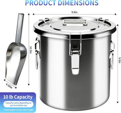 10 lb Stainless Steel Dog Food Storage Container, Airtight Metal Pet Food Storage Bin with Lid and Scoop, Large Dog Food Container for Dry Food, Keep Fresh, Easy to Clean