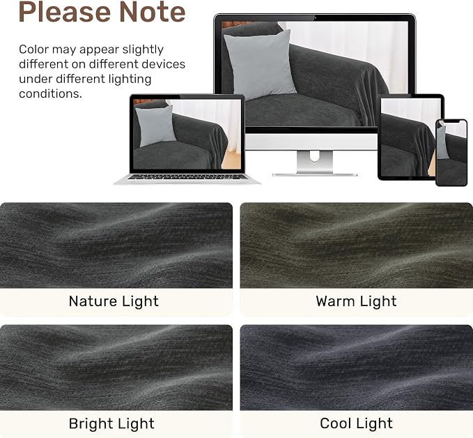 2 Pieces Sectional Couch Covers L Shaped Cover XL Charcoal Gray | Thick Washable Fabric for L Shaped Sectional Sofa, Anti-Pet Hair, Stain & Wear Resistant, Easy Care & Installation