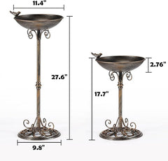 27.6" H Cast Iron BirdBaths for Outdoors,Metal Bird Bath for Outside | Standing Bird Feeder,Home Garden Lawn Yard Decorations
