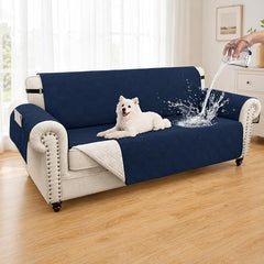 100% Waterproof Couch Cover for Dogs, Washable Anti-Slip Sofa Cover with Elastic Straps & Side Pockets, Quilted Furniture Protector for Kids & Pets (3 Cushion 68", Navyblue)