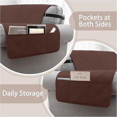 100% Waterproof Couch Cover for Dogs, Washable Anti-Slip Sofa Cover with Elastic Straps & Side Pockets, Quilted Furniture Protector for Kids & Pets (3 Cushion 68", Coffee)