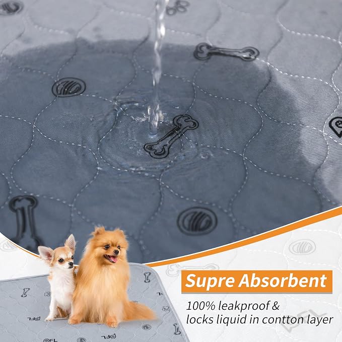 2Pack Puppy Pads Washable, 48x48 Reusable Pee Pads for Dogs, Absorbent Whelping Pads Waterproof Dog Rug Non-Slip Protector for Housbreaking,Potty Training,Bed Couch Carpet