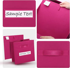 11x11 storage cube bins (Set of 10) Foldable Fabric storage cubes with 10 Labels Window Cards & a Pen,11 inch cube storage bin,Closet Organizers for Shelves,Cubby Organizer Boxes,Dark pink