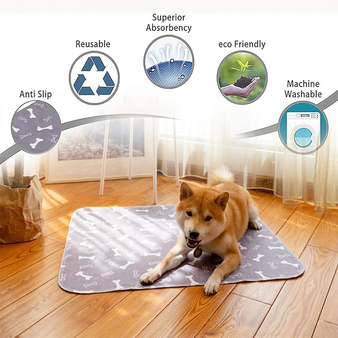 2PC Puppy Pee Pads with Pheromones, Washable Puppy Training Pads for Dogs Reusable Puppy Potty Pads for Dogs and Cats(with Pet Hair Removal Gloves)