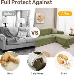 2 Pieces Sectional Couch Covers L Shaped Cover XXXL Green | Thick Washable Fabric for L Shaped Sectional Sofa, Anti-Pet Hair, Stain & Wear Resistant, Easy Care & Installation