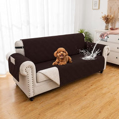 100% Waterproof Couch Cover for Dogs, Anti-Slip Washable Sofa Cover with Elastic Straps & Side Pockets, Durable Furniture Protector for Kids & Pets (Loveseat 46", Chocolate)