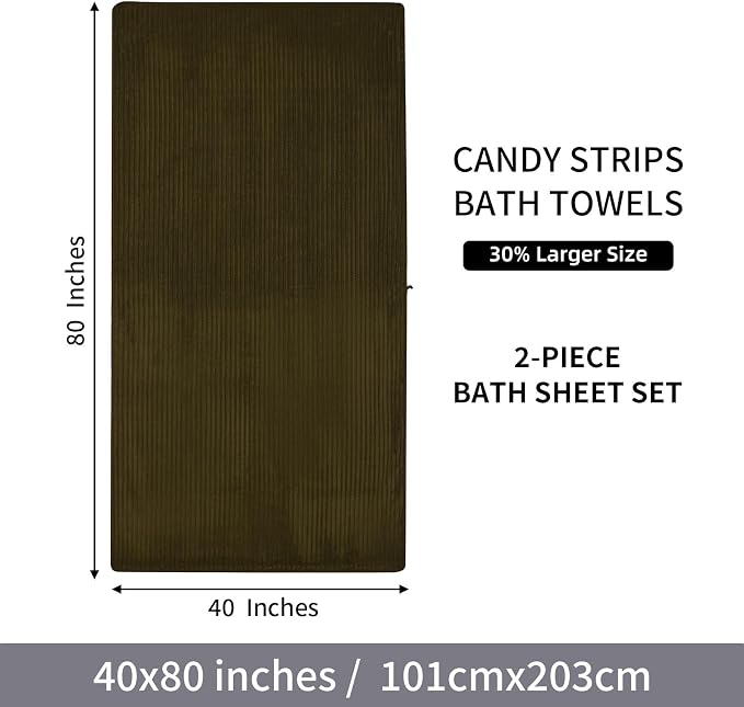 2 Piece Bath Sheets, 40"x80" Microfiber Bath Towels, Brown | Extra-large size, Quick dry, Highly Absorbent, Lint Free .shower towels for bathroom gym spa .Big and Tall users