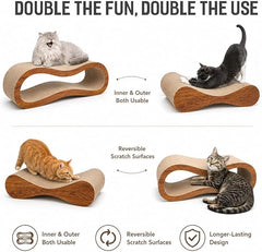2 in 1 Cat Scratch Pads, Large Scratcher Board for Scraching & Napping, 100% Recyclable&Reversible Cat Scratchers for Indoor Cats Scratching Pad Couch Lounger Cardboard