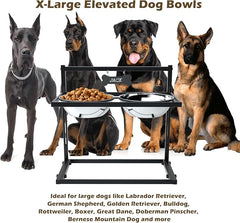 - Elevated Dog Bowls for Extra Large Dogs with Mat,Raised Dog Bowl Stand for Large Breed Adjusable Height Dog Feeder with Two 3L() Stainless Steel Dog Food Bowls