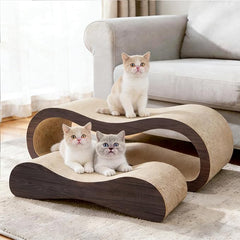 2 in 1 Cat Scratcher for Indoor Cats, Large Cardboard Cat Scratcher Lounger, 100% Recyclable&Reversible Horizontal Scratching Pads Prevents Furniture Damage,Brown
