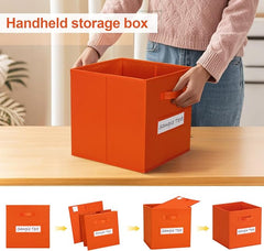 11x11 storage cube bins (Set of 10) Foldable Fabric storage cubes with 10 Labels Window Cards & a Pen,11 inch cube storage bin,Closet Organizers for Shelves,Cubby Organizer Boxes,Orange