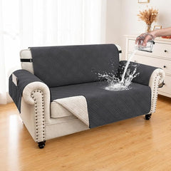 100% Waterproof Couch Cover for Dogs, Anti-Slip Washable Sofa Cover with Elastic Straps & Side Pockets, Durable Furniture Protector for Kids & Pets (Loveseat 46", Blackish Gray)