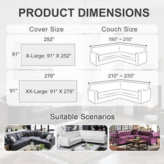 1OO% Waterproof Sectional Couch Covers for Dogs L Shaped Corner Sofa Cover Washable Chenille Sofa Slipcovers Blanket Modern Jacquard Pet Furniture Protector (91"x276", Black Flower)
