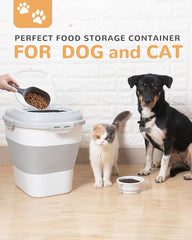 30-35 Lbs Dog Food Storage Container Collapsible Dog Food Container | Large Pet Food Storage with Airtight Lids,Wheels,Scoop and 2Pcs Food Storage Containers,Keep Food Fresh for Dog,Cat