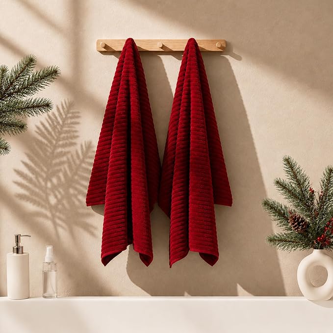 2 Piece Bath Sheets, 40"x80" Microfiber Bath Towels, Red | Extra-large size, Quick dry, Highly Absorbent, Lint Free .shower towels for bathroom gym spa .Big and Tall users