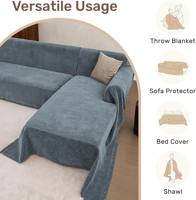 2 Pieces Sectional Couch Covers L Shaped Cover L Dusty Blue | Thick Washable Fabric for L Shaped Sectional Sofa, Anti-Pet Hair, Stain & Wear Resistant, Easy Care & Installation