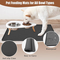 24"x16" Large Dog Food Mat, Silicone Dog and Cat Mats for Food and Water Bowls, Waterproof Raised Edge Pet Feeding Mat for Contain Spills Protects Floors, Multiple Colors & Sizes for Pets, Brown