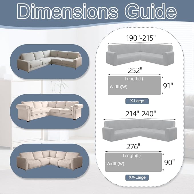 1OO% Waterproof Sectional Couch Covers for Dogs L Shaped Corner Sofa Cover Washable Chenille Sofa Slipcovers Blanket Modern Jacquard Pet Furniture Protector (91"x276", Navy Wave)