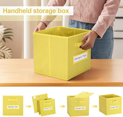 13x13 storage cube bins (Set of 10) Foldable Fabric storage cubes with 10 Labels Window Cards & a Pen,13 inch cube storage bins,Closet Organizers for Shelves,Cubby Organizer Boxes,Dark Yellow