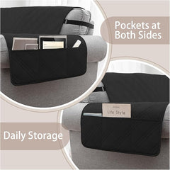100% Waterproof Couch Cover for Dogs, Washable Anti-Slip Sofa Cover with Elastic Straps & Side Pockets, Quilted Furniture Protector for Kids & Pets (Oversize Sofa 78", Black)