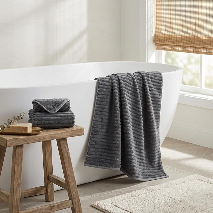 3 Pack Bath Towel Set, 40"x80" Oversized Bath Sheet, Charcoal Gray | Ultra Soft Microfiber, Lint Free, Quick Dry, Highly Absorbent, Full Body Coverage, 1 Bath Sheet, 1 Hand Towel, 1 Washcloth