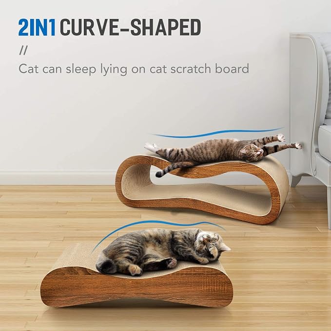 2 in 1 Cat Scratcher for Indoor Cats, Large Cardboard Cat Scratcher, 100% Recyclable&Reversible Scratching Pads Prevents Furniture Damage