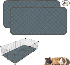 2 Pack Guinea Pig Cage Liners Washable Guinea Pig Bedding Super Absorbent | Waterproof | Non Slip| Reusable Guinea Pig Pee Pads for Small Animals Cages Rabbit Hamster Rat - 48" x 24"