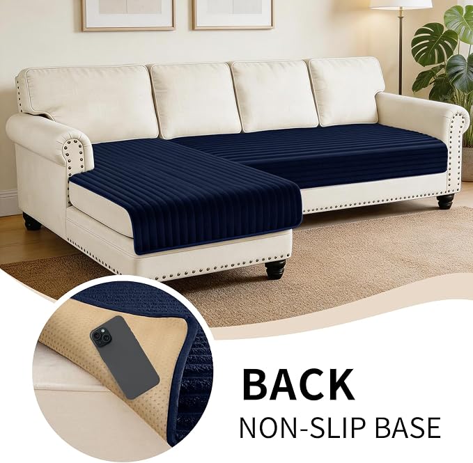 100% Waterproof Couch Covers for Sectional Sofa, Washable Couch Cover, L Shaped Couch Cover for Dogs, Non Slip 2 Pieces Sofa Cover Pet Friendly, 35"x63"+35"x70.9"-Navy Blue