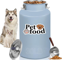30 lb Stainless Steel Dog Food Storage Container, Airtight Metal Canister with Lid & Scoop, Extra Large Capacity for Multi-Pet Families, Preserve Freshness